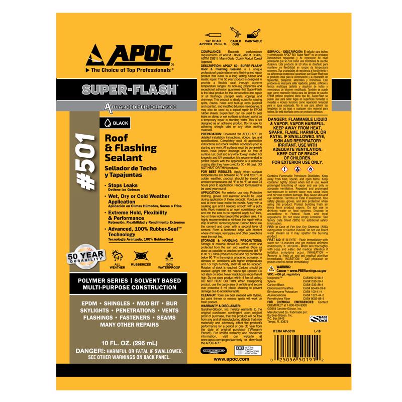 APOC Gloss Black Elastomeric Flashing Cement 10 oz