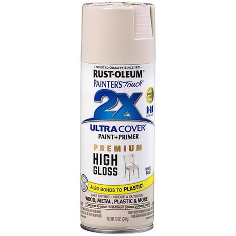 Rust-Oleum Painter's Touch 2X Ultra Cover High-Gloss White Sand Paint+Primer Spray Paint 12 oz