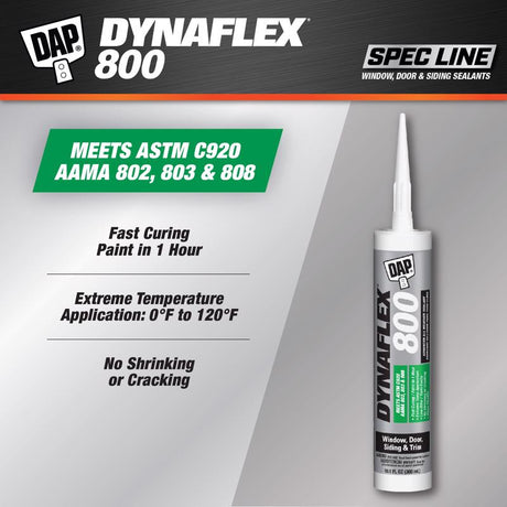 DAP Dynaflex 800 White Elastomeric Polymers Waterproof Sealant 10.1 oz