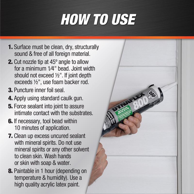 DAP Dynaflex 800 White Elastomeric Polymers Waterproof Sealant 10.1 oz