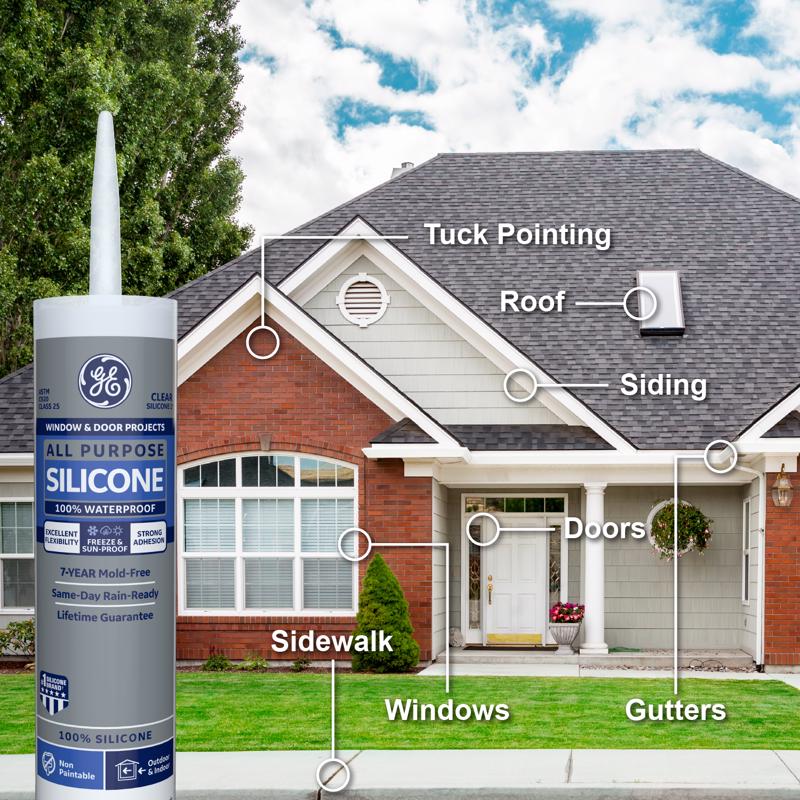 GE Window & Door White Silicone 1 Window and Door Caulk Sealant 10.1 oz