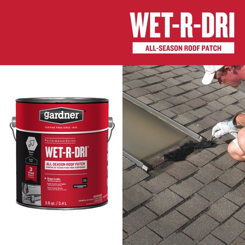 Gardner WET-R_DRI Gloss Black Patching Cement All-Weather Roof Cement 1 gal