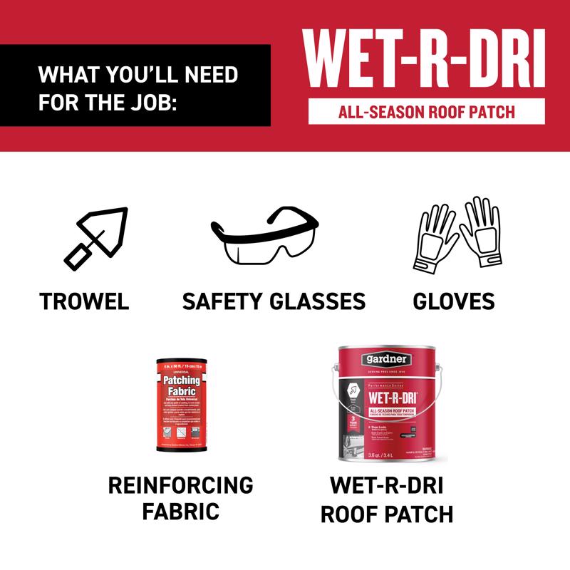 Gardner WET-R_DRI Gloss Black Patching Cement All-Weather Roof Cement 1 gal