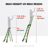 Little Giant King Kombo 10 ft. H Fiberglass Telescoping Multi-Position Ladder Type IAA 375 lb. capac