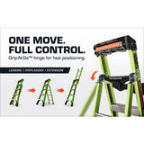 Little Giant King Kombo 10 ft. H Fiberglass Telescoping Multi-Position Ladder Type IAA 375 lb. capac