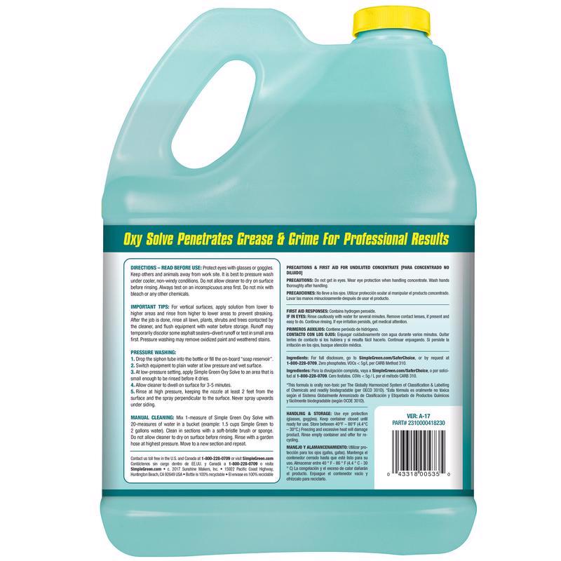 Simple Green Oxy Solve Non-Scented Scent Concentrated Multi-Surface Cleaner Liquid 1 gal