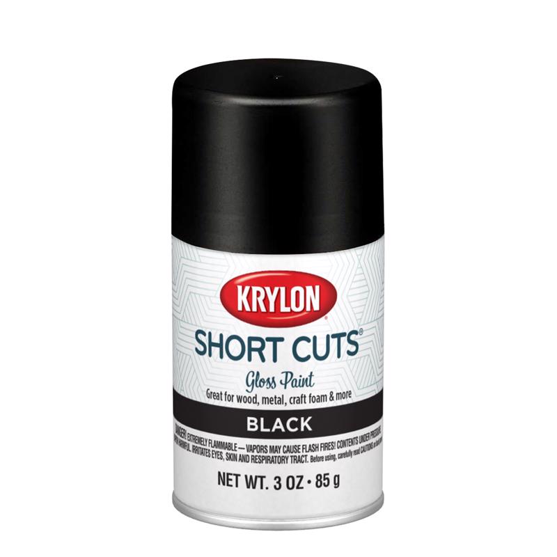 Krylon Short Cuts Gloss Black Spray Paint 3 oz