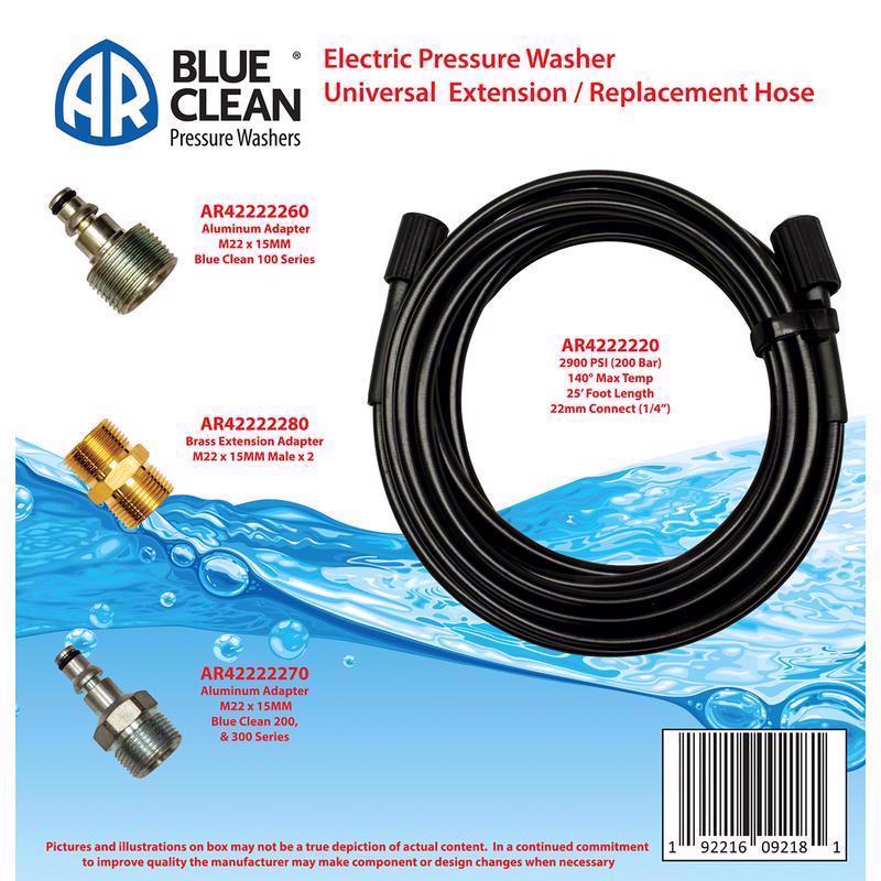 AR Blue Clean 14 mm X 1/4 in. D X 25 ft. L Super Soft Flex Pressure Washer Hose 2900 psi