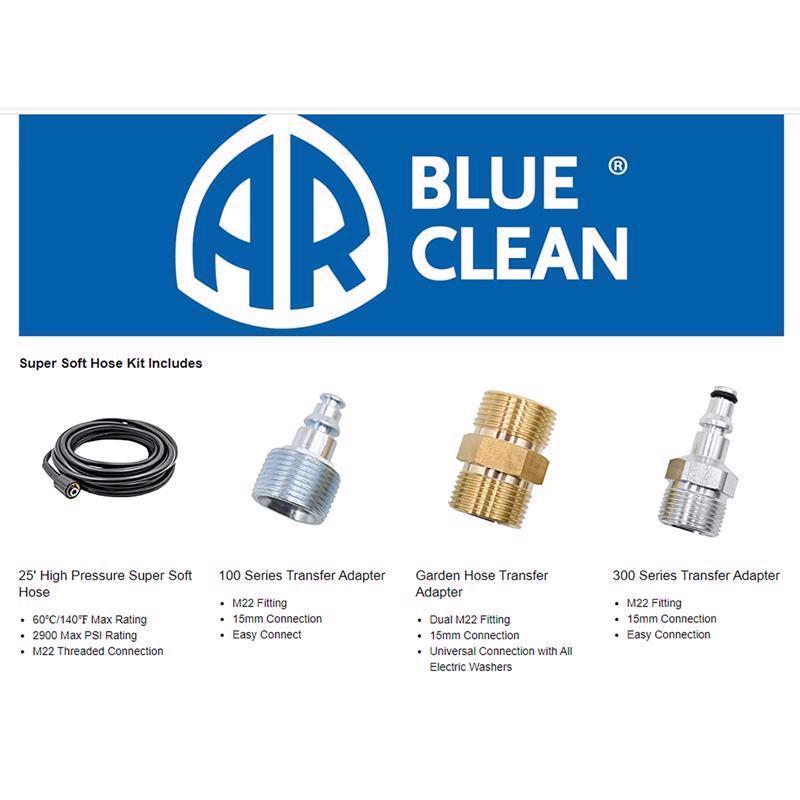 AR Blue Clean 14 mm X 1/4 in. D X 25 ft. L Super Soft Flex Pressure Washer Hose 2900 psi