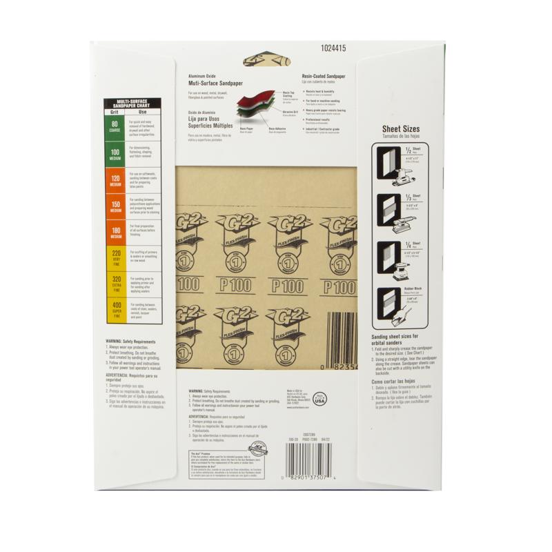 Ace 11 in. L X 9 in. W 80 Grit Aluminum Oxide All Purpose Sandpaper 15 pk