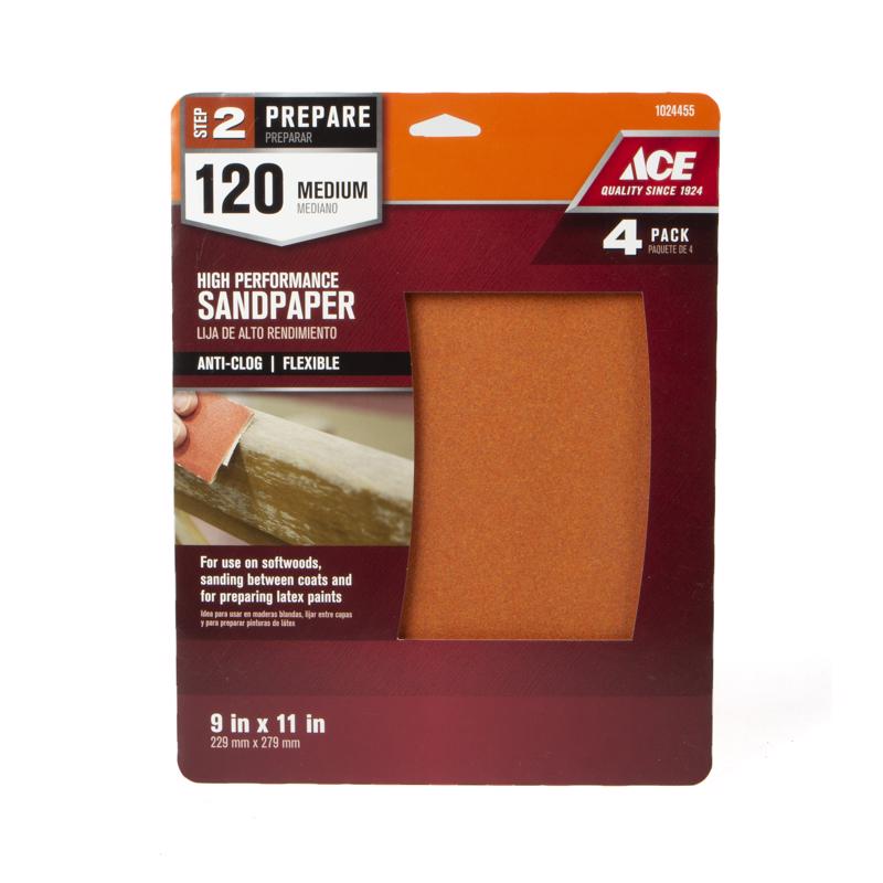 SANDPAPER 9X11" 120G 4PK