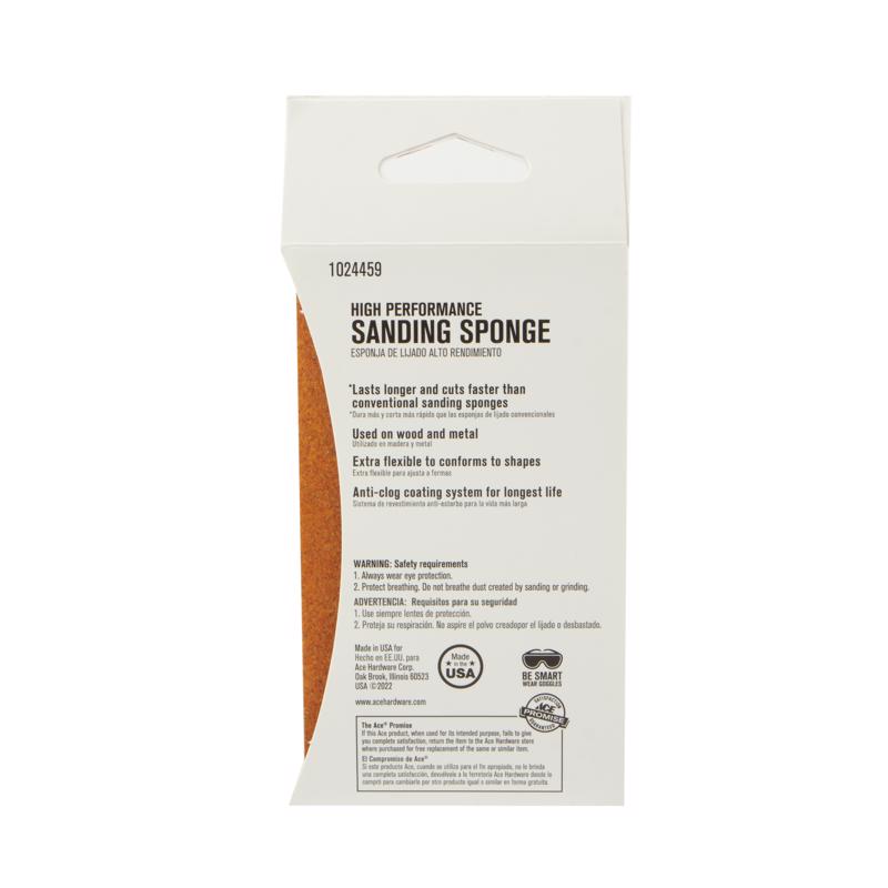 Ace 5 in. L X 3 in. W X 1 in. 120 Grit Fine 2-Sided Sanding Sponge