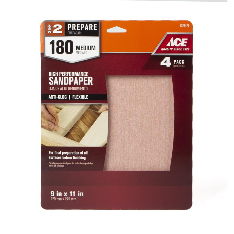 SANDPAPER 9X11" 180G 4PK