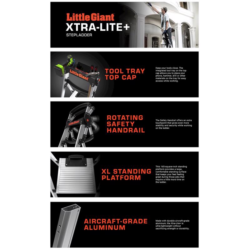 Little Giant Xtra-Lite Plus 5 ft. H Aluminum Step Ladder Type IAA 375 lb. capacity