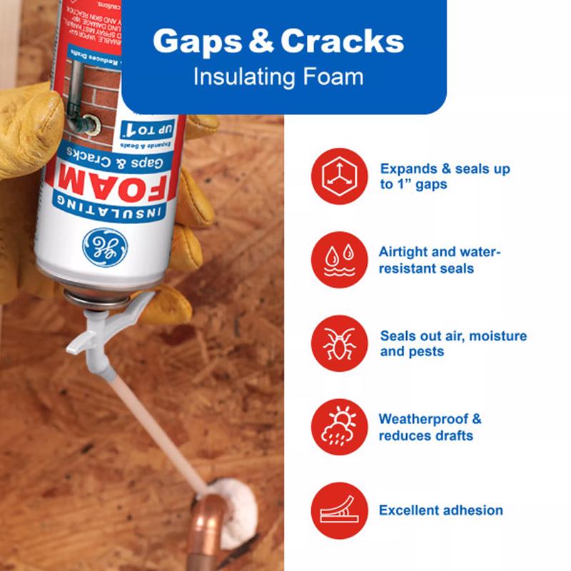 GE White Foam Gaps and Cracks Insulating Sealant 12 oz