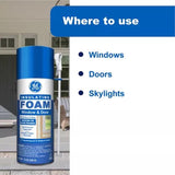 GE White Foam Window and Door Insulating Sealant 12 oz