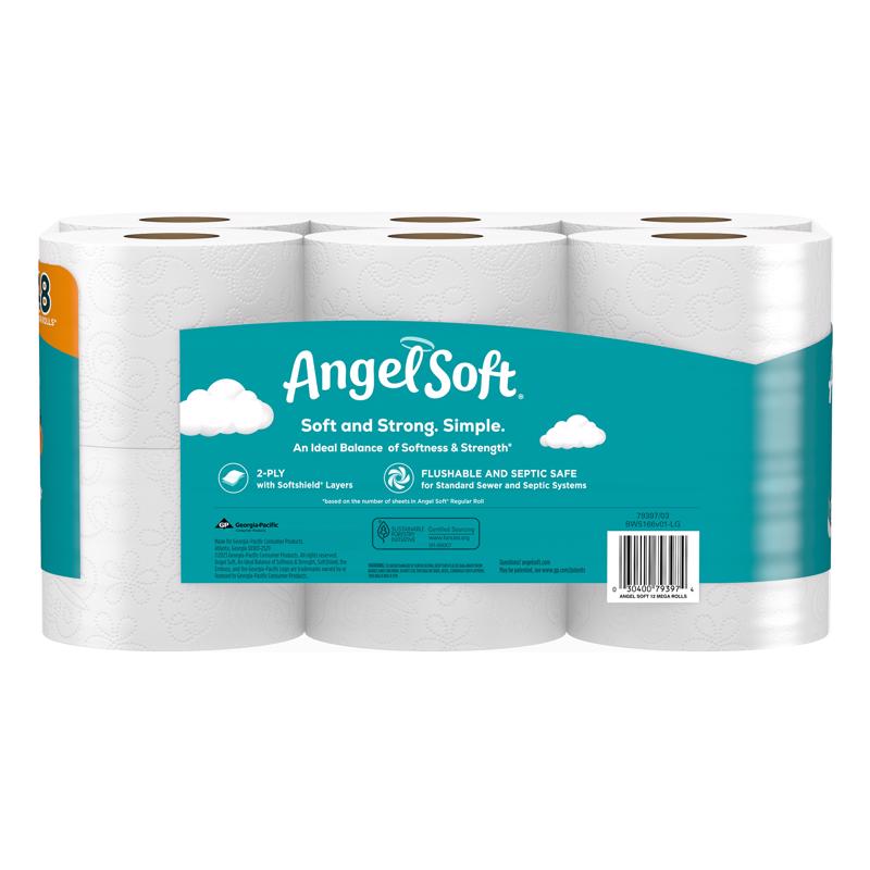 Angel Soft Toilet Paper 12 Rolls 320 sheet 405.33 sq ft