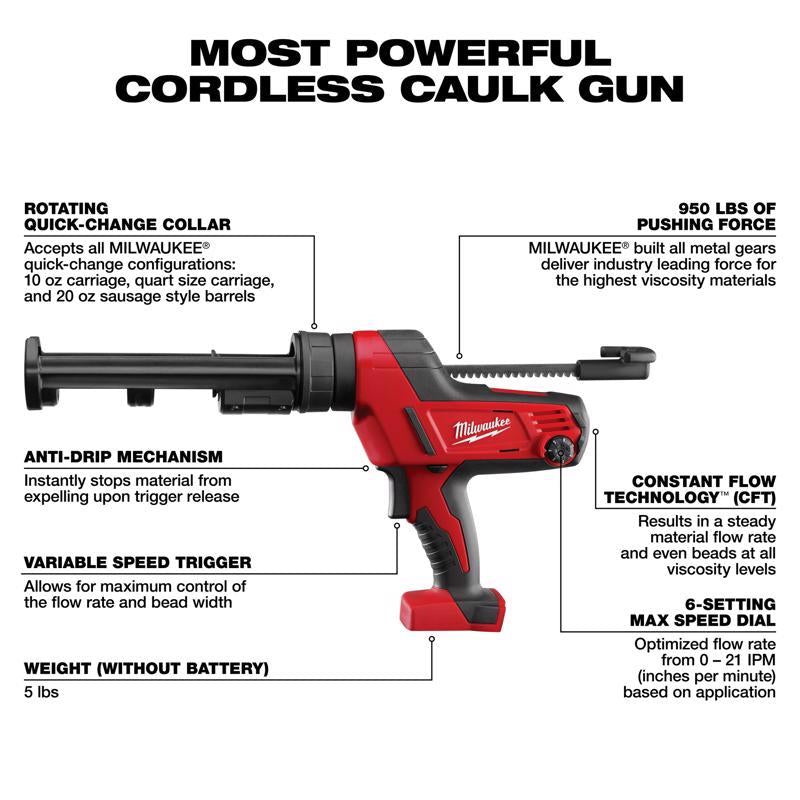 Milwaukee M18 Industrial Silicone Emulsion Caulking Gun