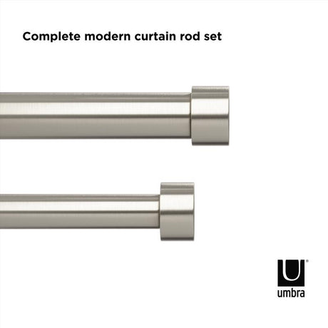 Umbra Cappa Nickel Silver Double Curtain Rod 120 in. L X 180 in. L