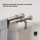 Umbra Cappa Nickel Silver Double Curtain Rod 120 in. L X 180 in. L