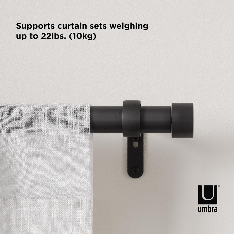 Umbra Cappa Brushed Black Single Curtain Rod 120 in. L X 180 in. L