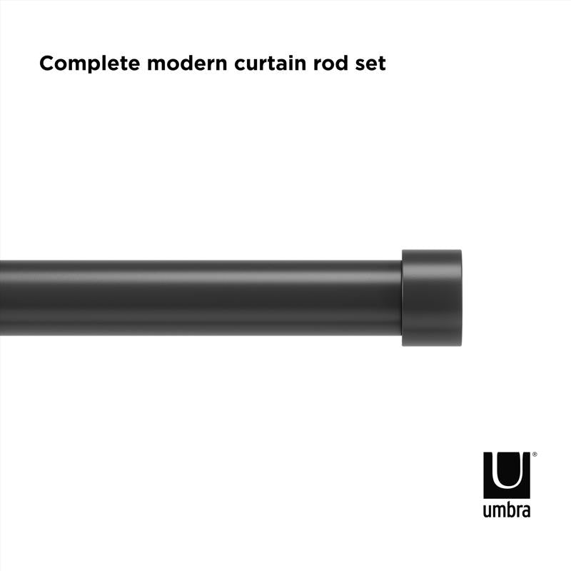 Umbra Cappa Brushed Black Single Curtain Rod 120 in. L X 180 in. L