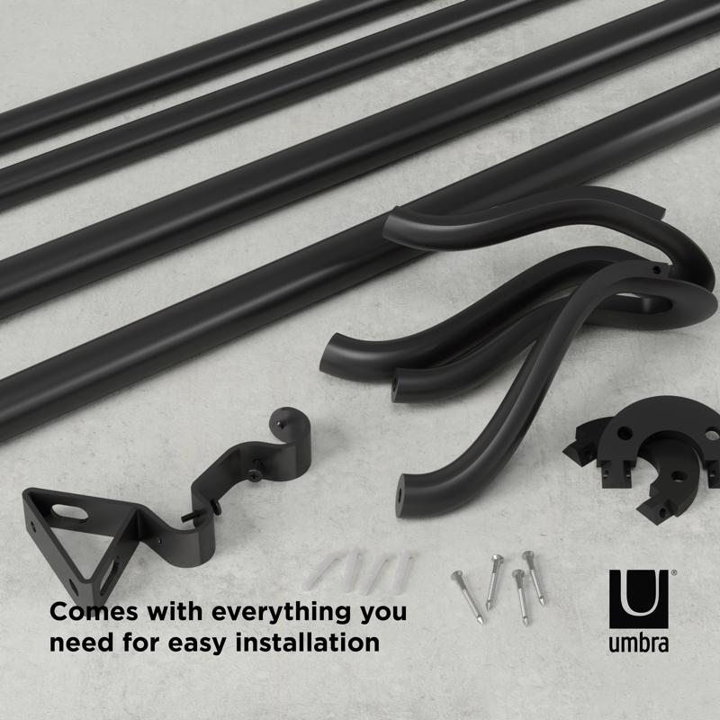 Umbra Midnight Blackout Matte Black Midnight Blackout Double Curtain Rod 42 in. L X 120 in. L