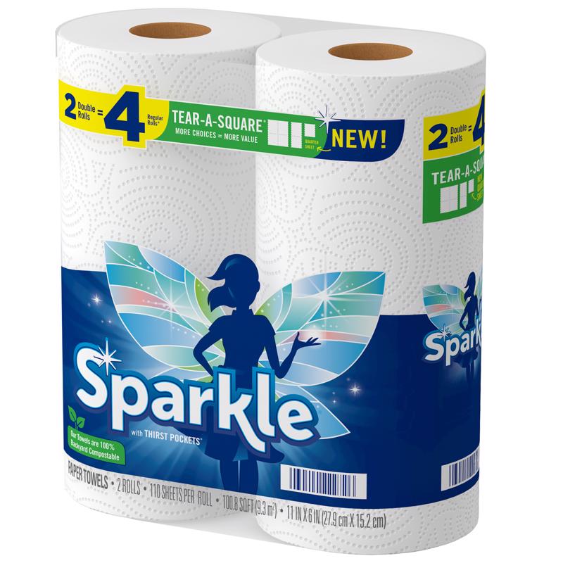 Sparkle Tear-A-Square Paper Towels 110 sheet 2 ply 2 pk