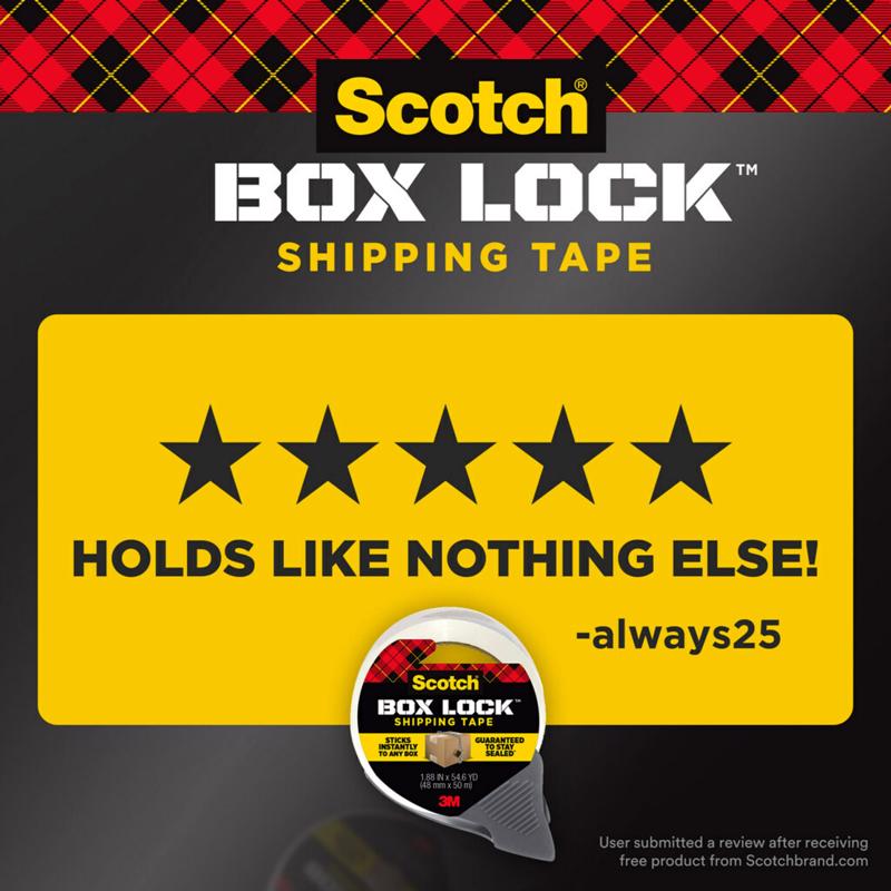 3M Scotch Box Lock 1.88 in. W X 22.2 yd L Packing Tape Clear