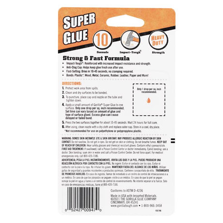 Gorilla High Strength Super Glue 0.11 oz