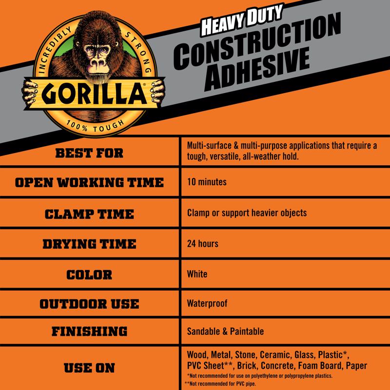 Gorilla All Purpose Construction Adhesive 7 oz