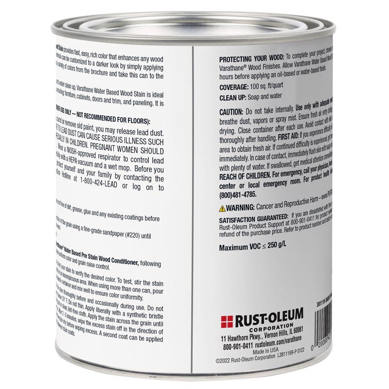 Varathane Semi-Transparent Dark Walnut Water-Based Wood Stain 1 qt