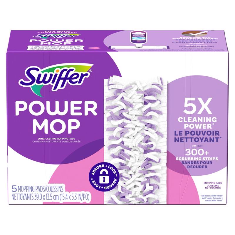 Swiffer Power Mop 15.4 in. Wet and Dry Microfiber Mop Refill 5 pk