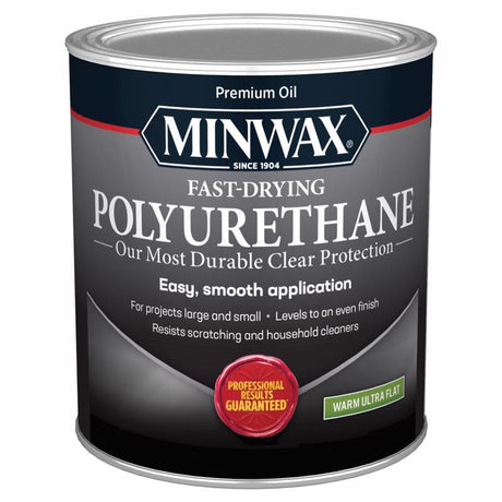 Minwax Warm Ultra Flat Clear Oil-Based Fast-Drying Polyurethane 1 qt 4 Pack