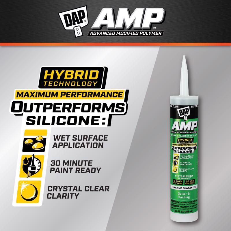 DAP AMP Crystal Clear Advanced Modified Polymer Gutter and Flashing Sealant 9 oz