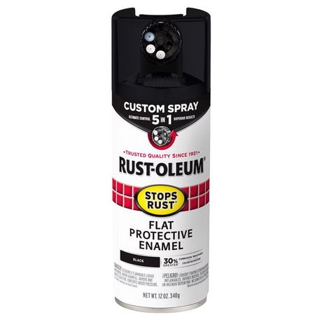 Rust-Oleum Stops Rust Custom Spray 5-in-1 Flat Black Spray Paint 12 oz