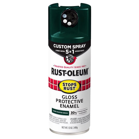 Rust-Oleum Stops Rust Custom Spray 5-in-1 Gloss Dark Hunter Green Spray Paint 12 oz