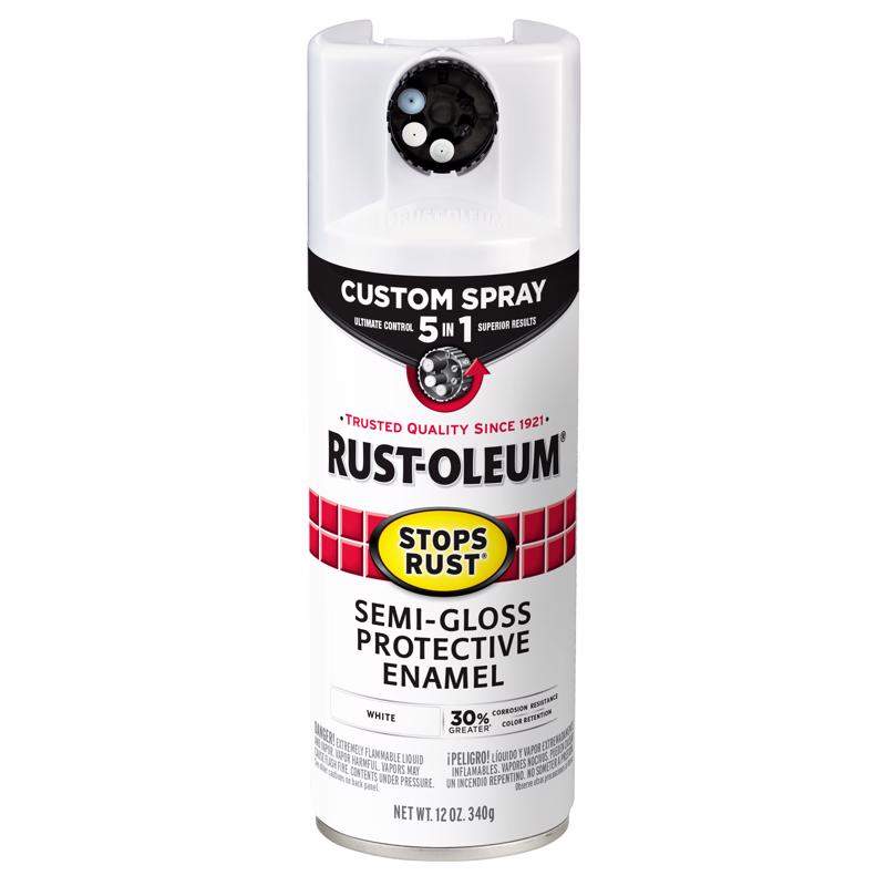 Rust-Oleum Stops Rust Custom Spray 5-in-1 Semi-Gloss White Spray Paint 12 oz