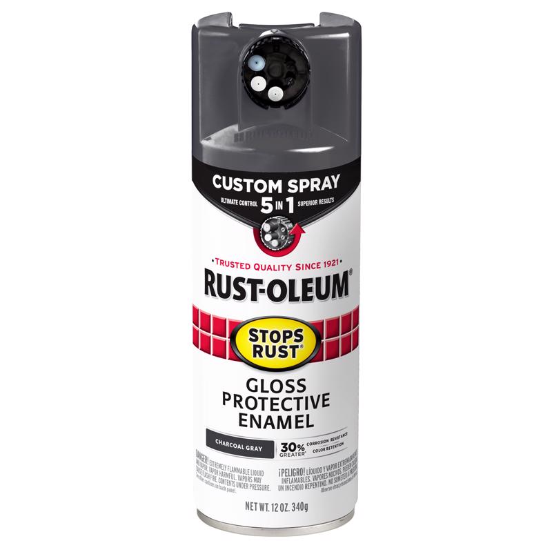 Rust-Oleum Stops Rust Custom Spray 5-in-1 Gloss Charcoal Gray Spray Paint 12 oz