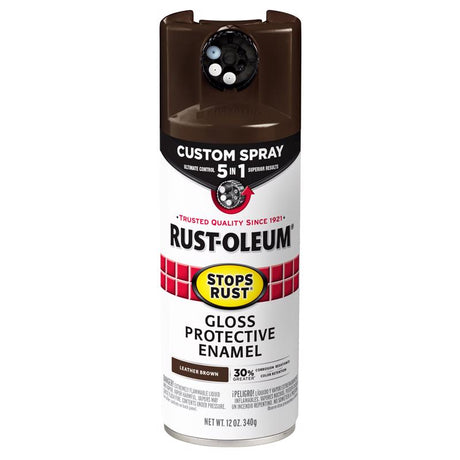 Rust-Oleum Stops Rust Custom Spray 5-in-1 Gloss Leather Brown Spray Paint 12 oz