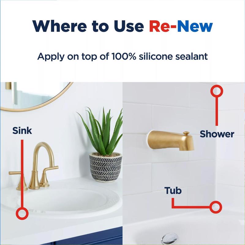 GE Re-New White Silicone Kitchen and Bath Caulk Sealant 9.5 oz