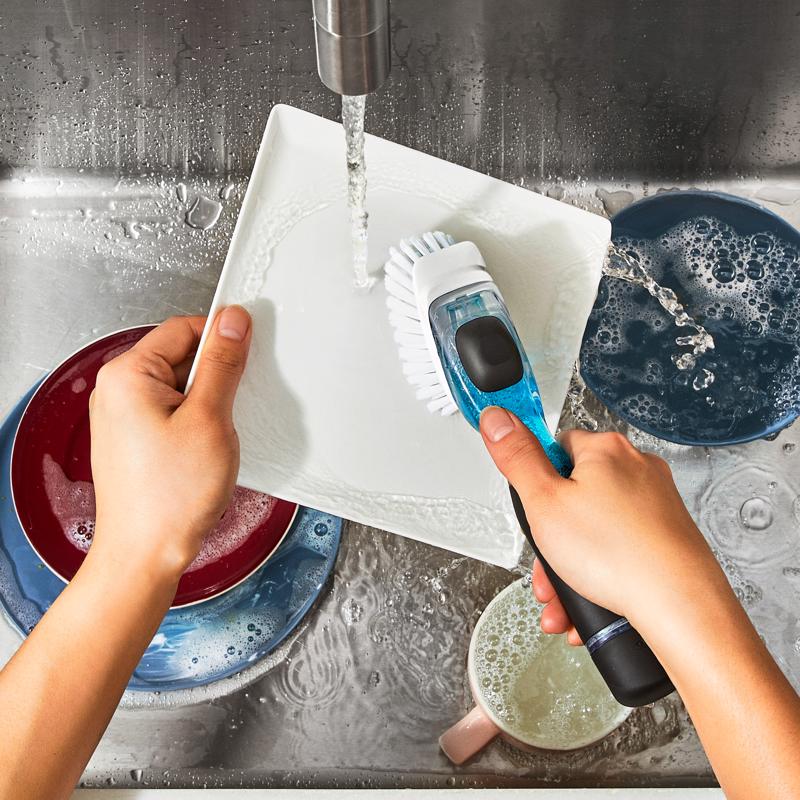 OXO Good Grips 1 in. W Medium Bristle Plastic/Rubber Handle Soap Dispenser Dish Brush