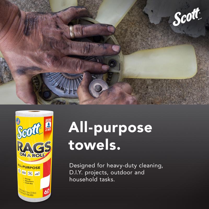 Scott Rags On a Roll Cleaning Cloth 9.4 in. W X 11 in. L 60 sheet 1 pk