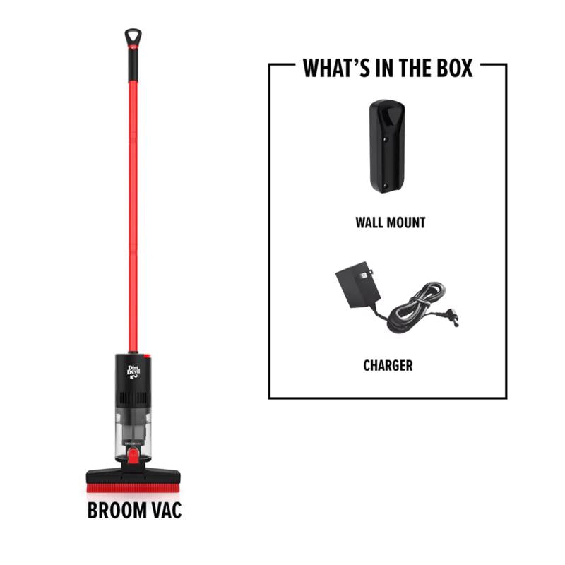 Dirt Devil Broom Vac Bagless Cordless Standard Filter Rechargeable Sweeper