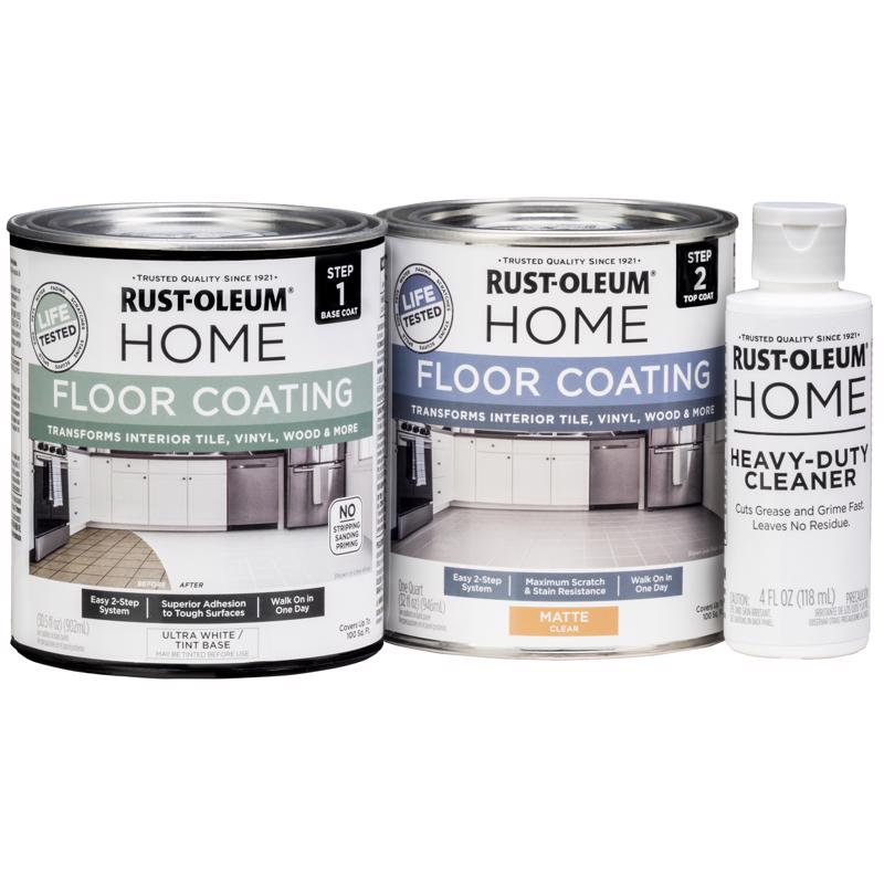 Rust-Oleum HOME Matte White Tint Base Floor Coating Kit 1 qt