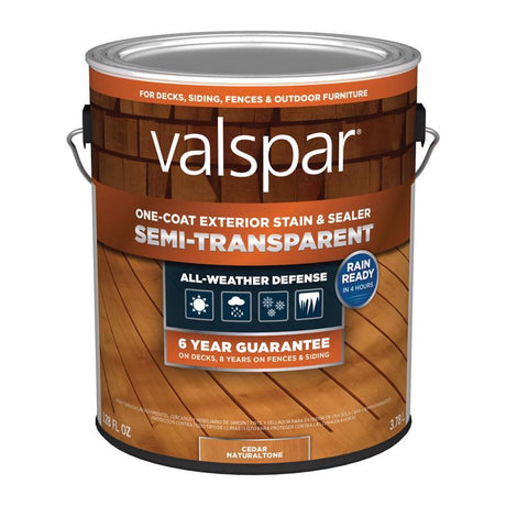 Valspar One-Coat Semi-Transparent Cedar Natural tone Stain and Sealer 1 gal