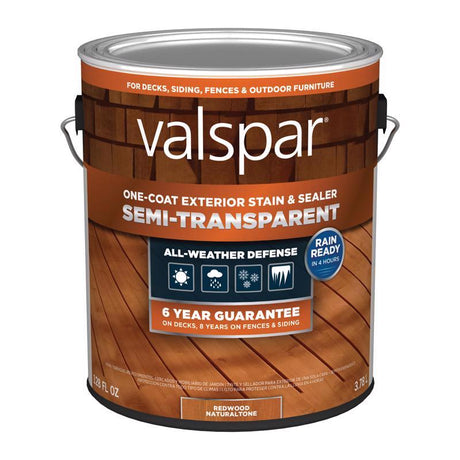 Valspar One-Coat Semi-Transparent Redwood Naturaltone Stain and Sealer 1 gal