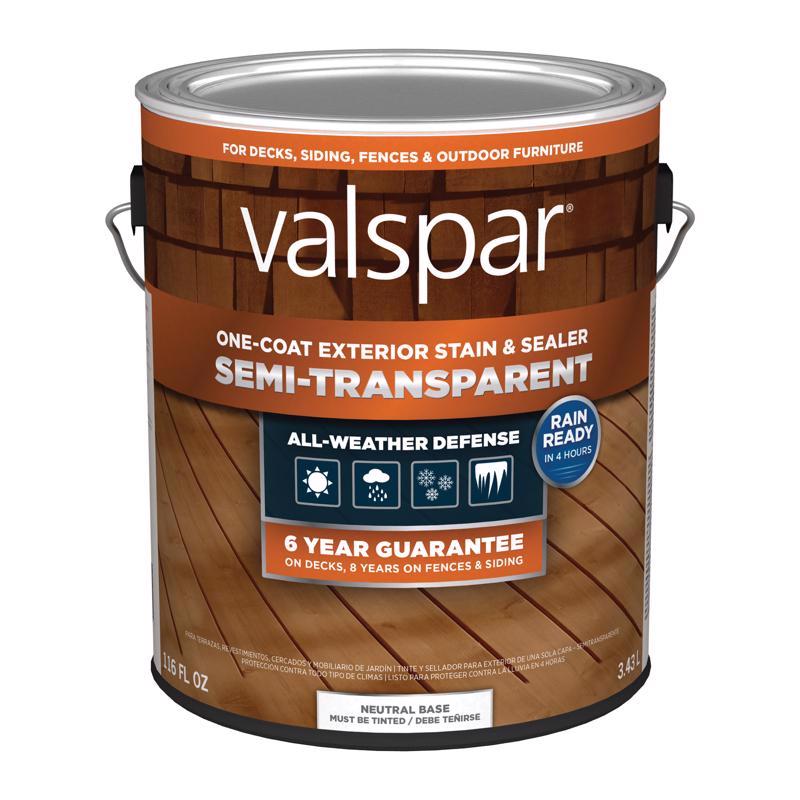 Valspar One-Coat Semi-Transparent Tintable Neutral Base Stain and Sealer 1 gal