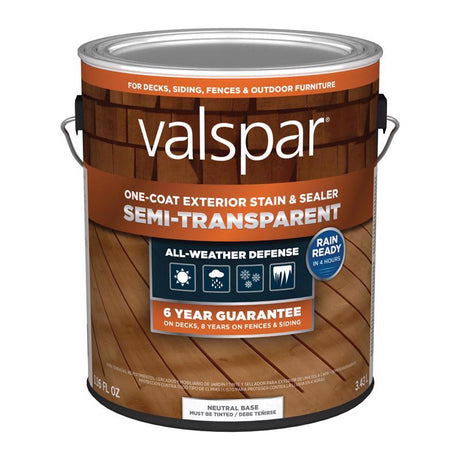 Valspar One-Coat Semi-Transparent Tintable Neutral Base Stain and Sealer 1 gal
