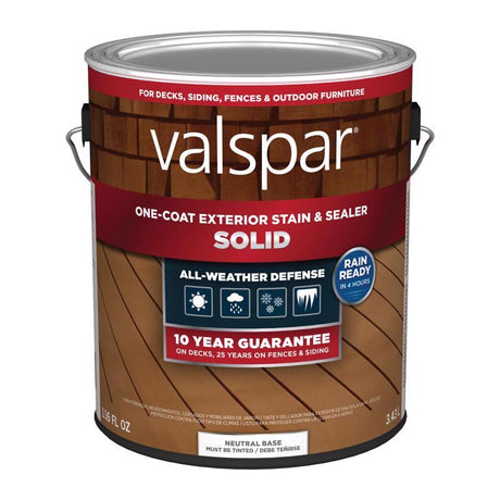 Valspar One-Coat Solid Tintable Neutral Base Stain and Sealer 1 gal